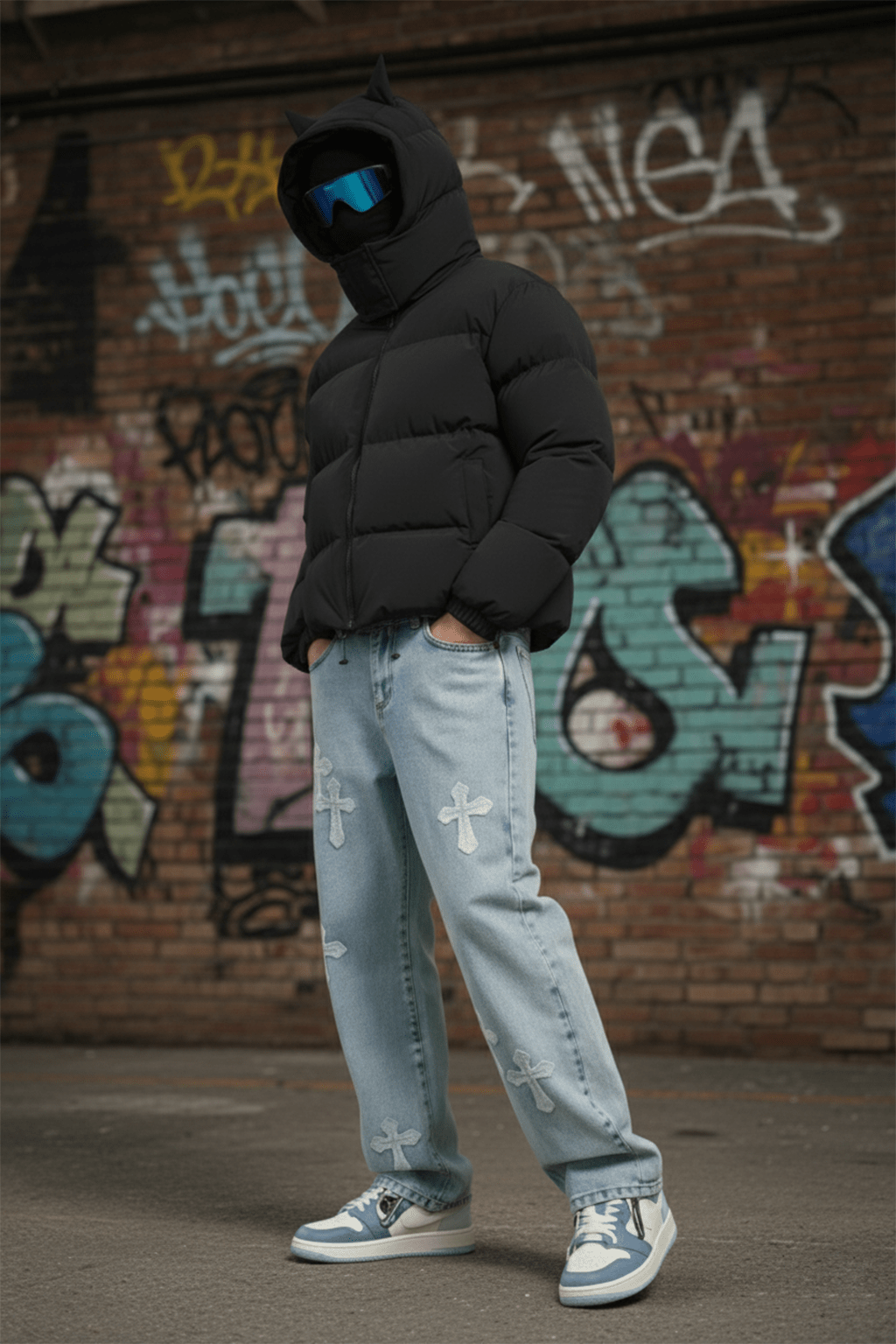 Puffer jacket with horn