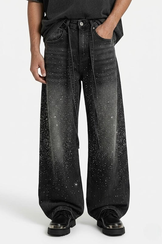 Baggy jeans with rhinestones