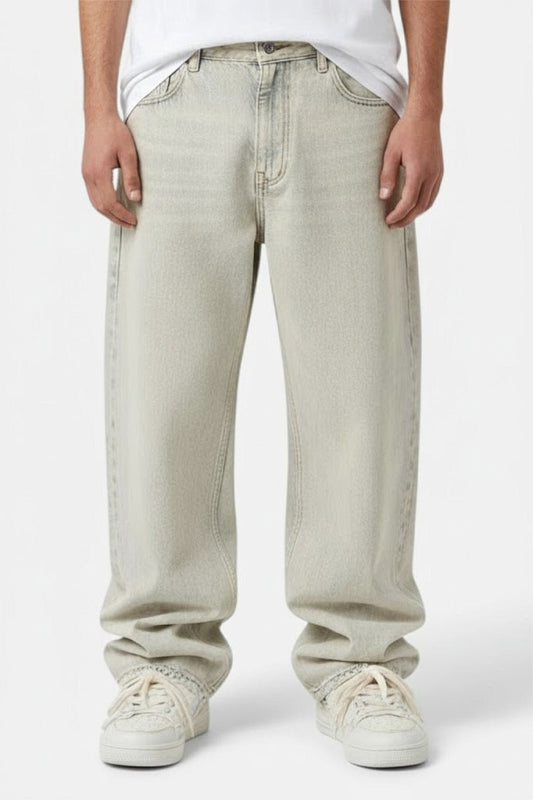 White barrel jeans