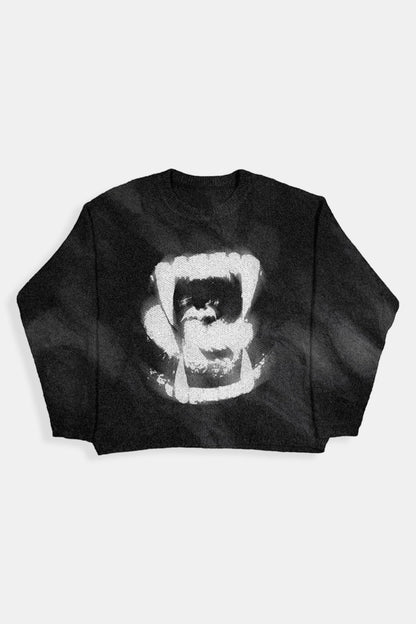 Black and white knit sweater