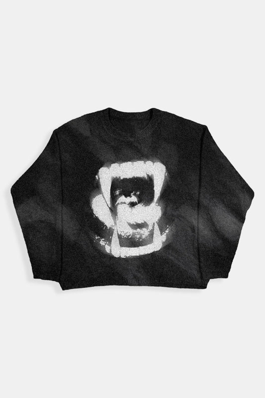 Black and white knit sweater