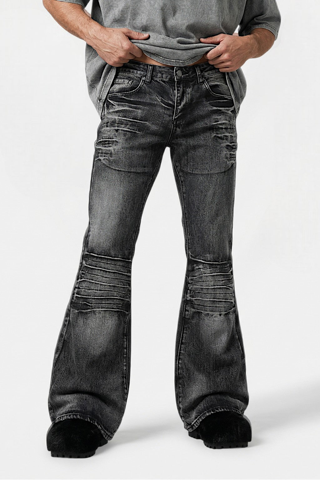 Black stacked jean
