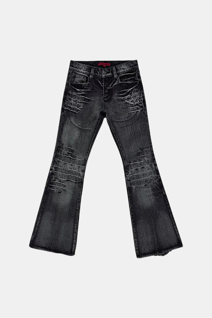 Black stacked jean