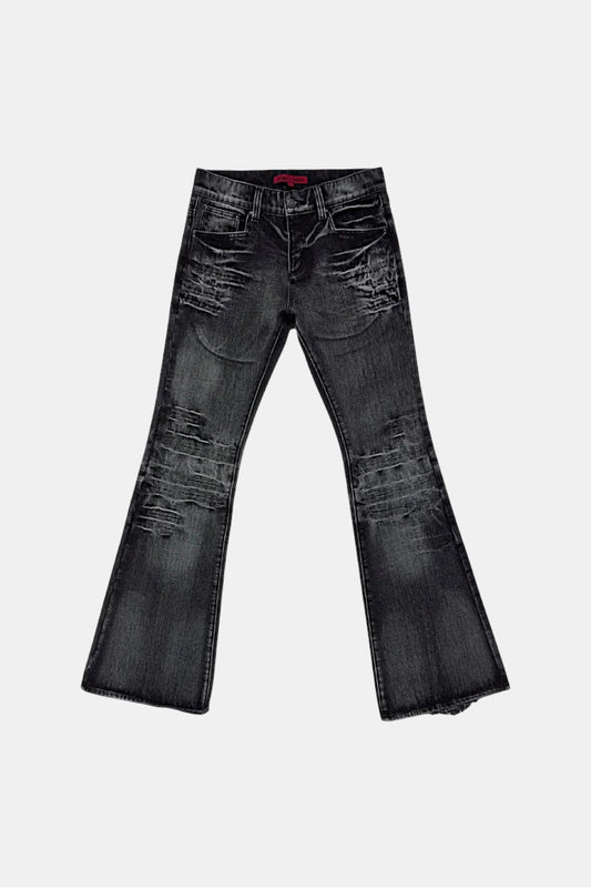 Black stacked jeans