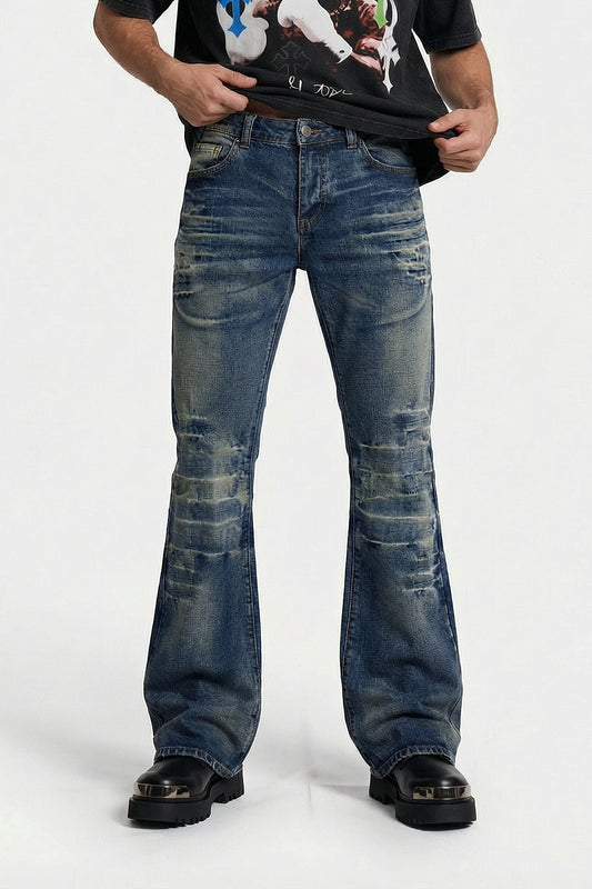 Blue stacked jean
