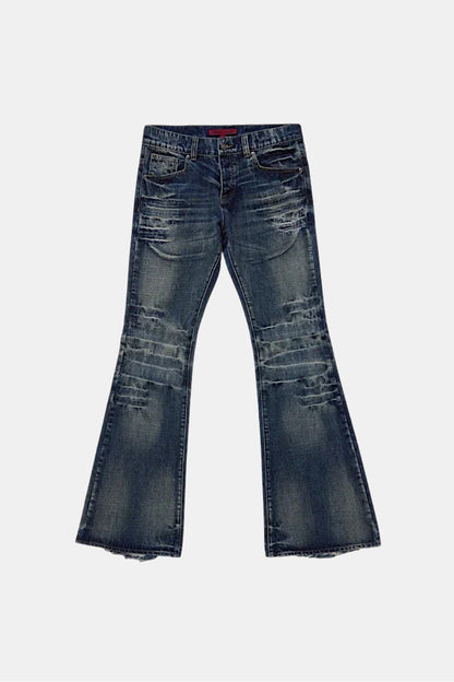 Blue stacked jean