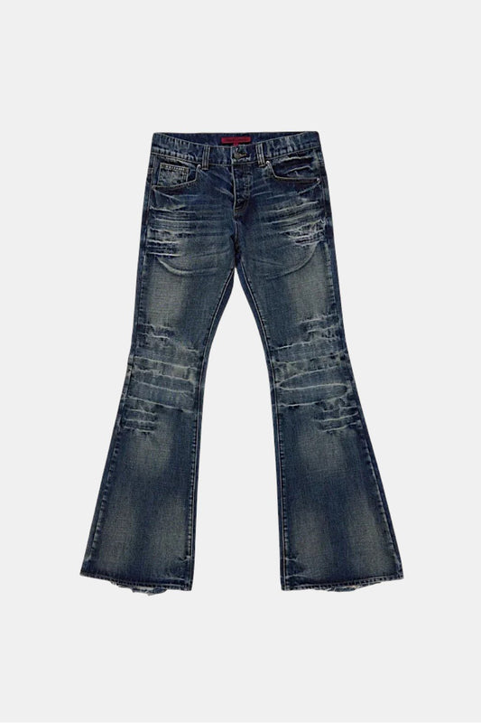 Blue stacked jean