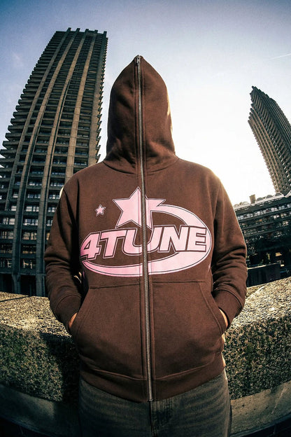 Brown full-zip hoodie