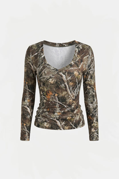 Camo long sleeve crop top