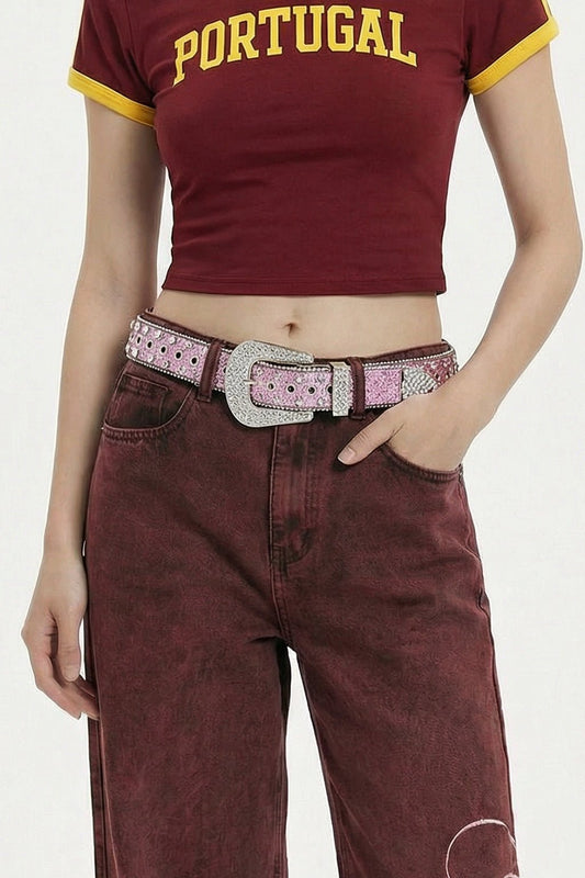 Pink rhinestone belt