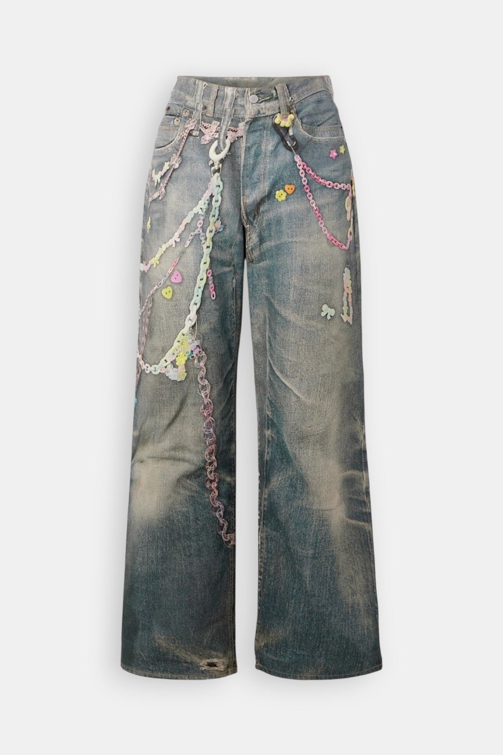 Chain print jeans