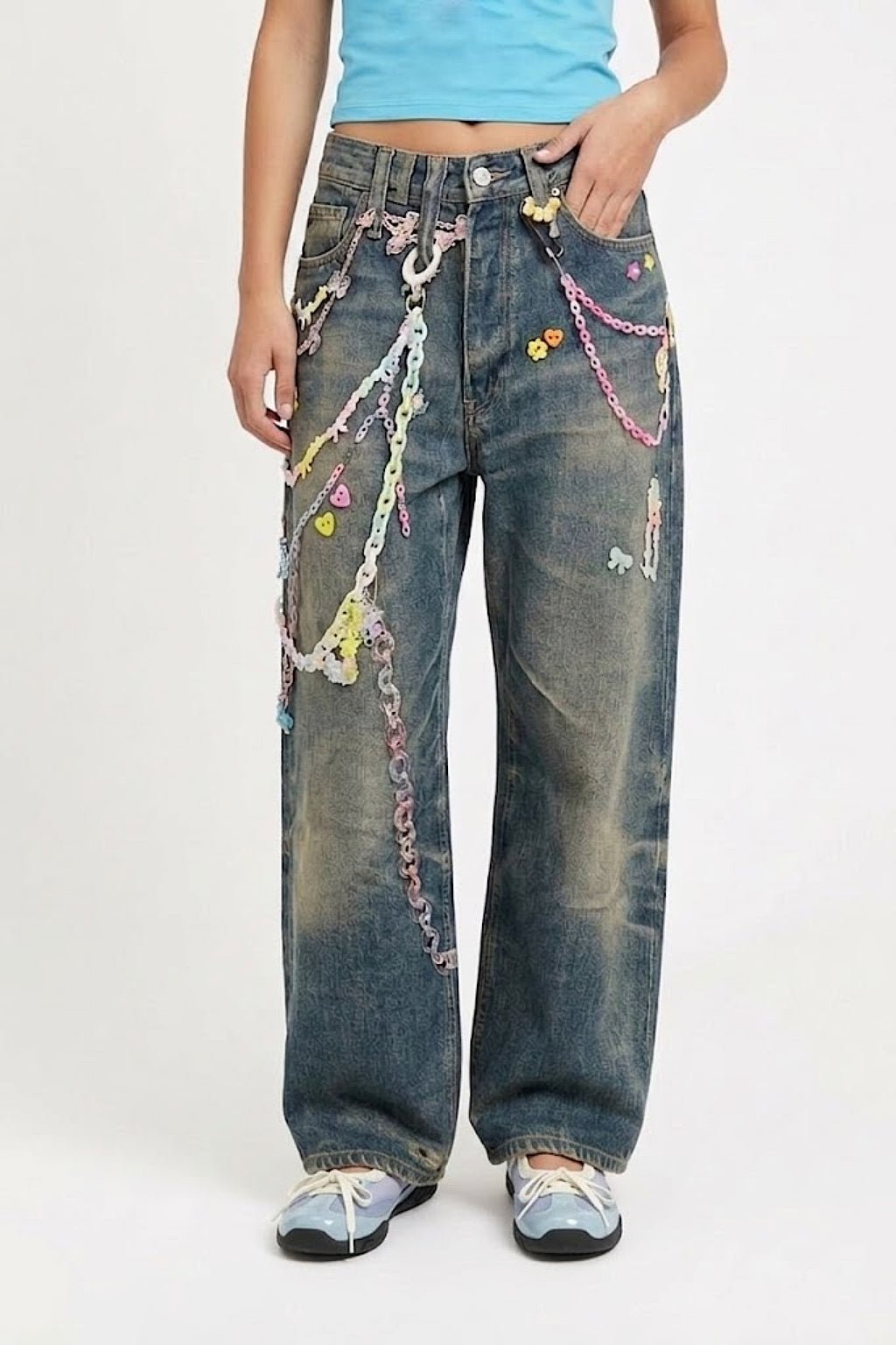 Chain print jeans