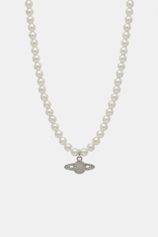 Planet and pearl necklace