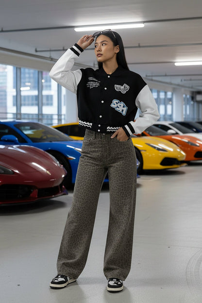 Cropped varsity jacket
