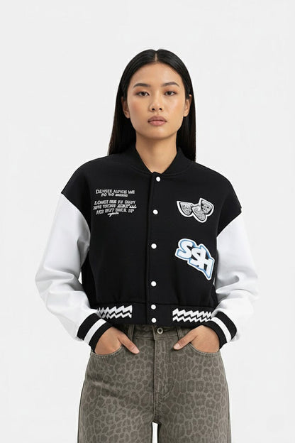 Cropped varsity jacket