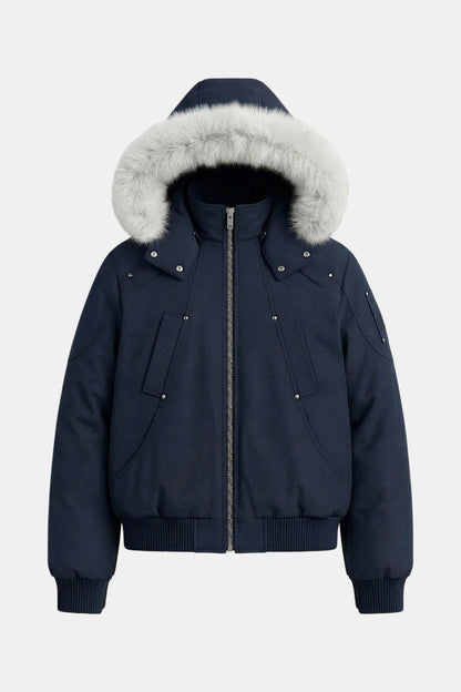 Puffer jacket with fur hood