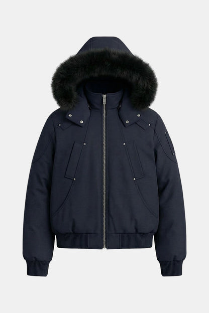 Puffer jacket with fur hood