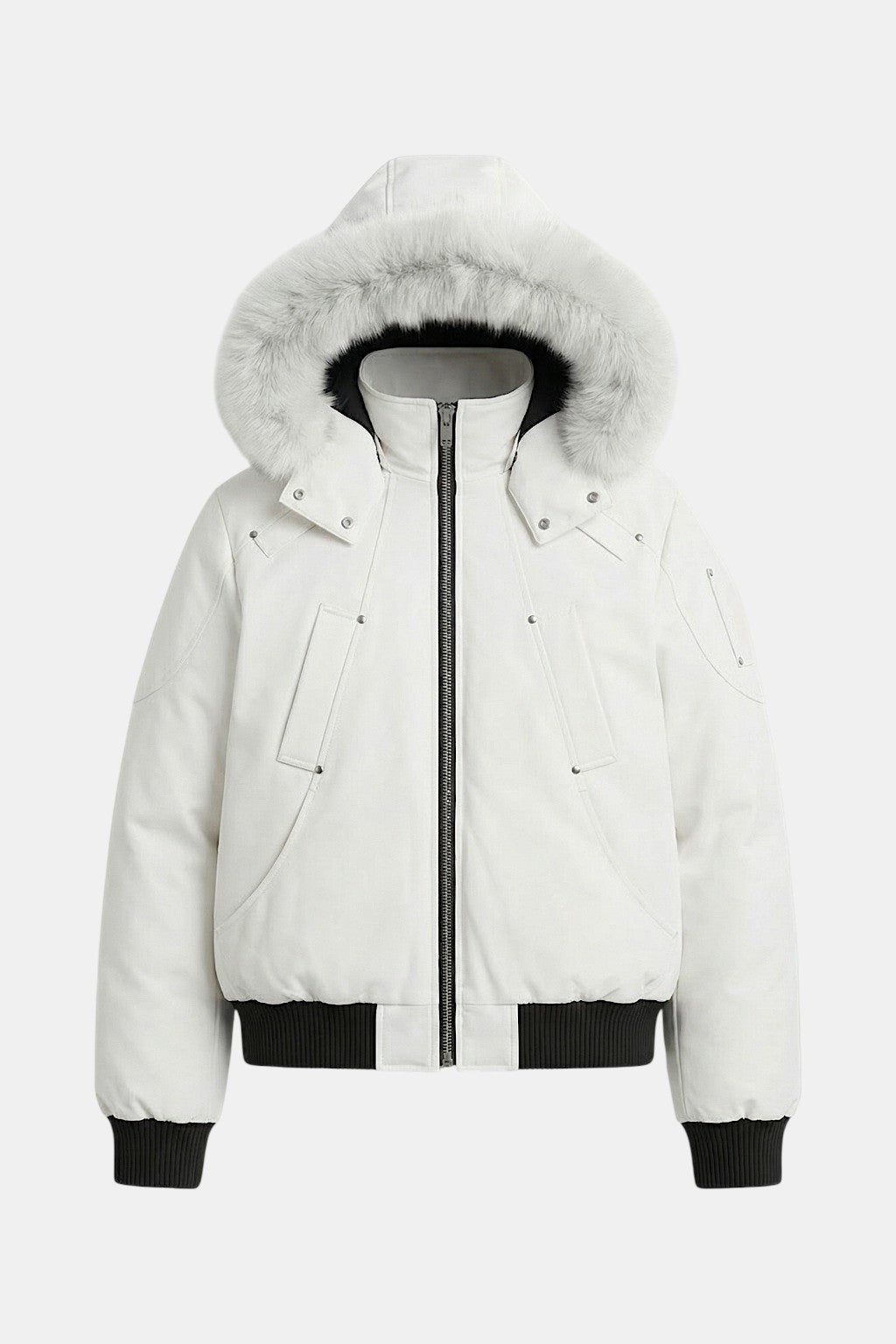 Puffer jacket with fur hood