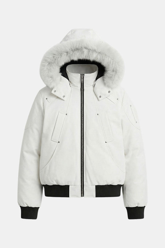 Puffer jacket with fur hood