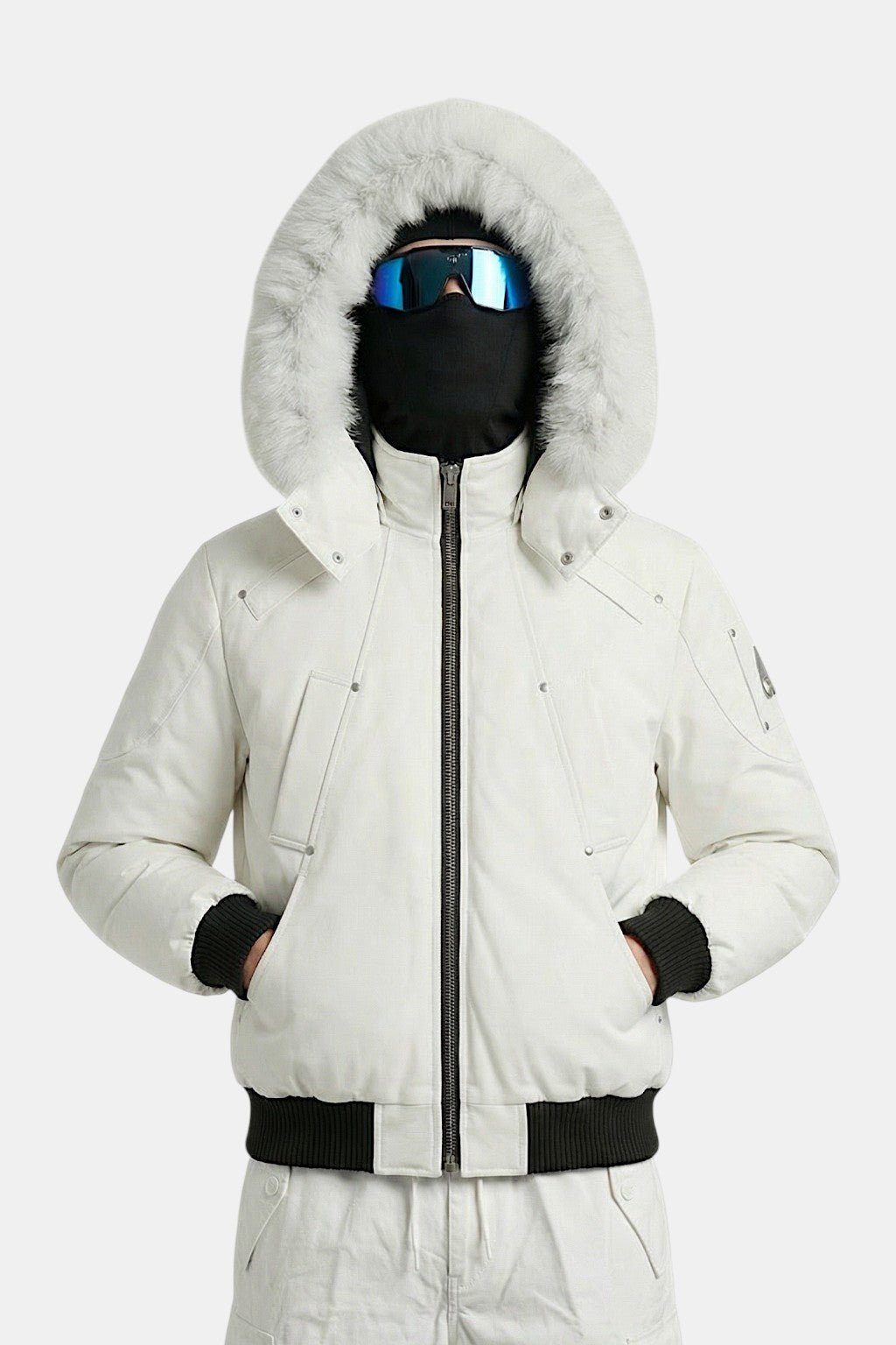 Puffer jacket with fur hood