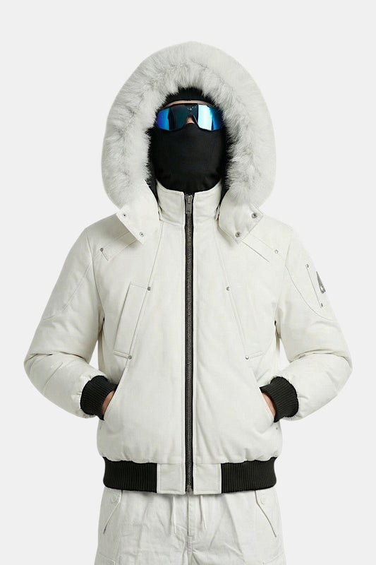 Puffer jacket with fur hood