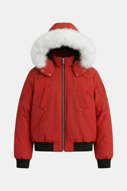 Puffer jacket with fur hood