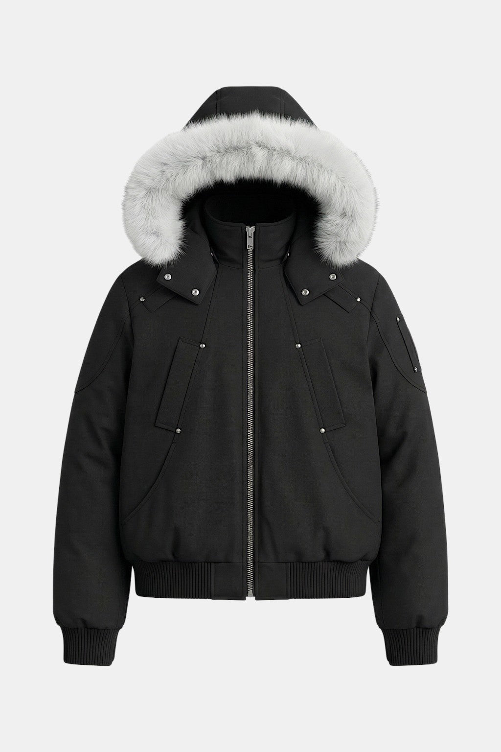 Puffer jacket with fur hood