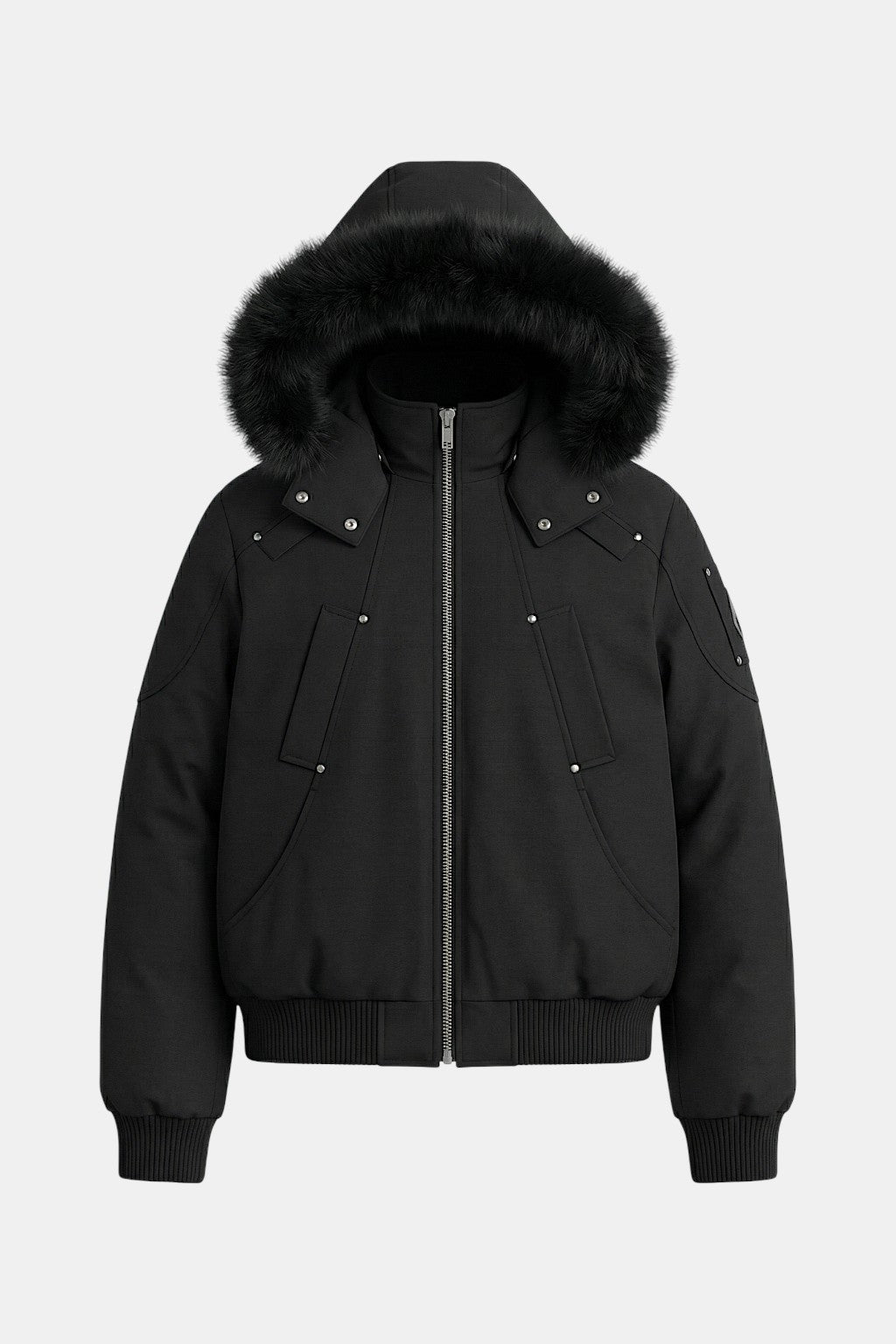 Puffer jacket with fur hood