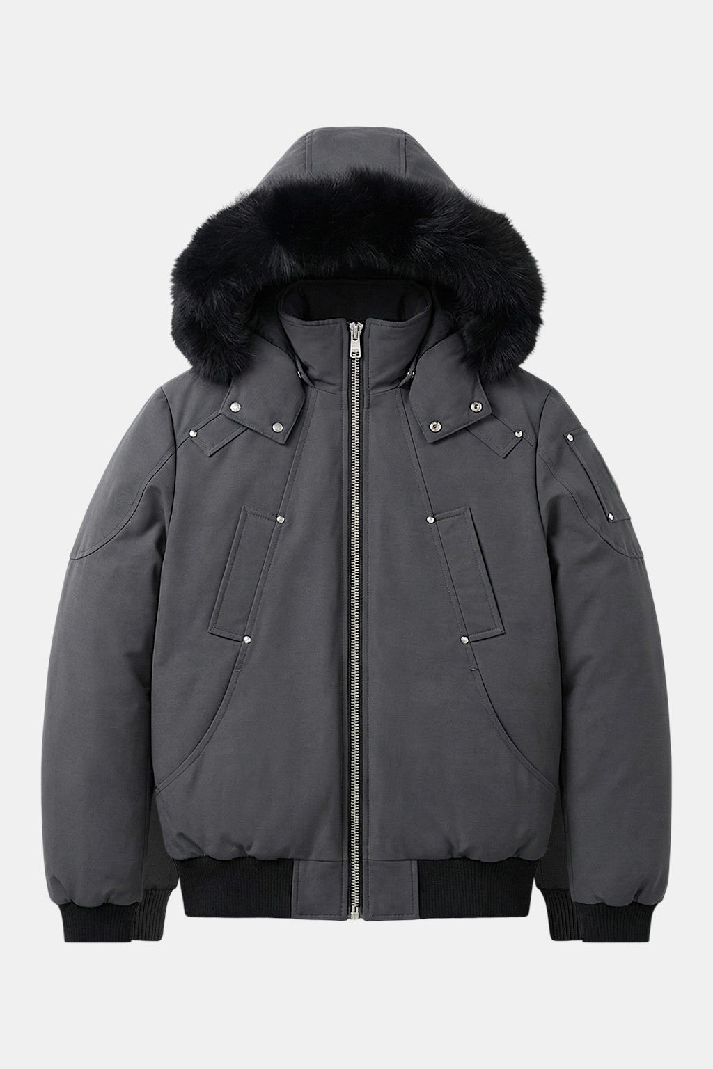 Puffer jacket with fur hood