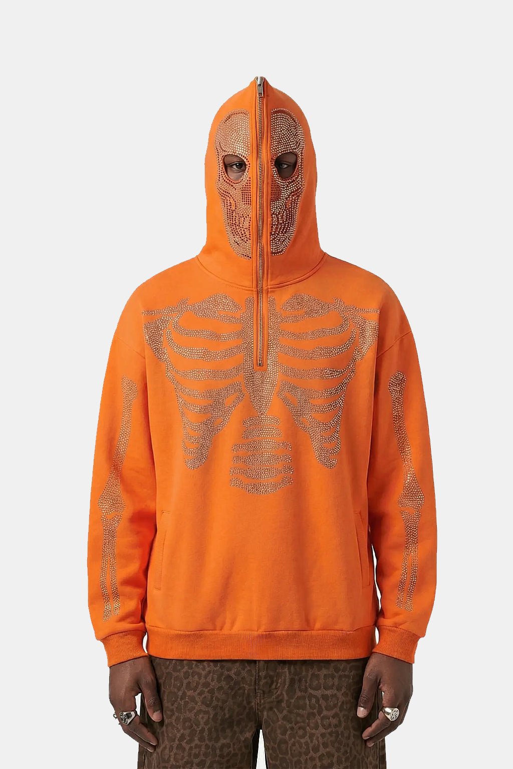 Orange full-zip hoodie