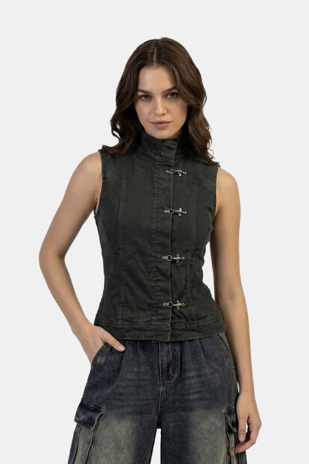 Sleeveless denim vest