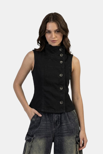 Sleeveless denim vest