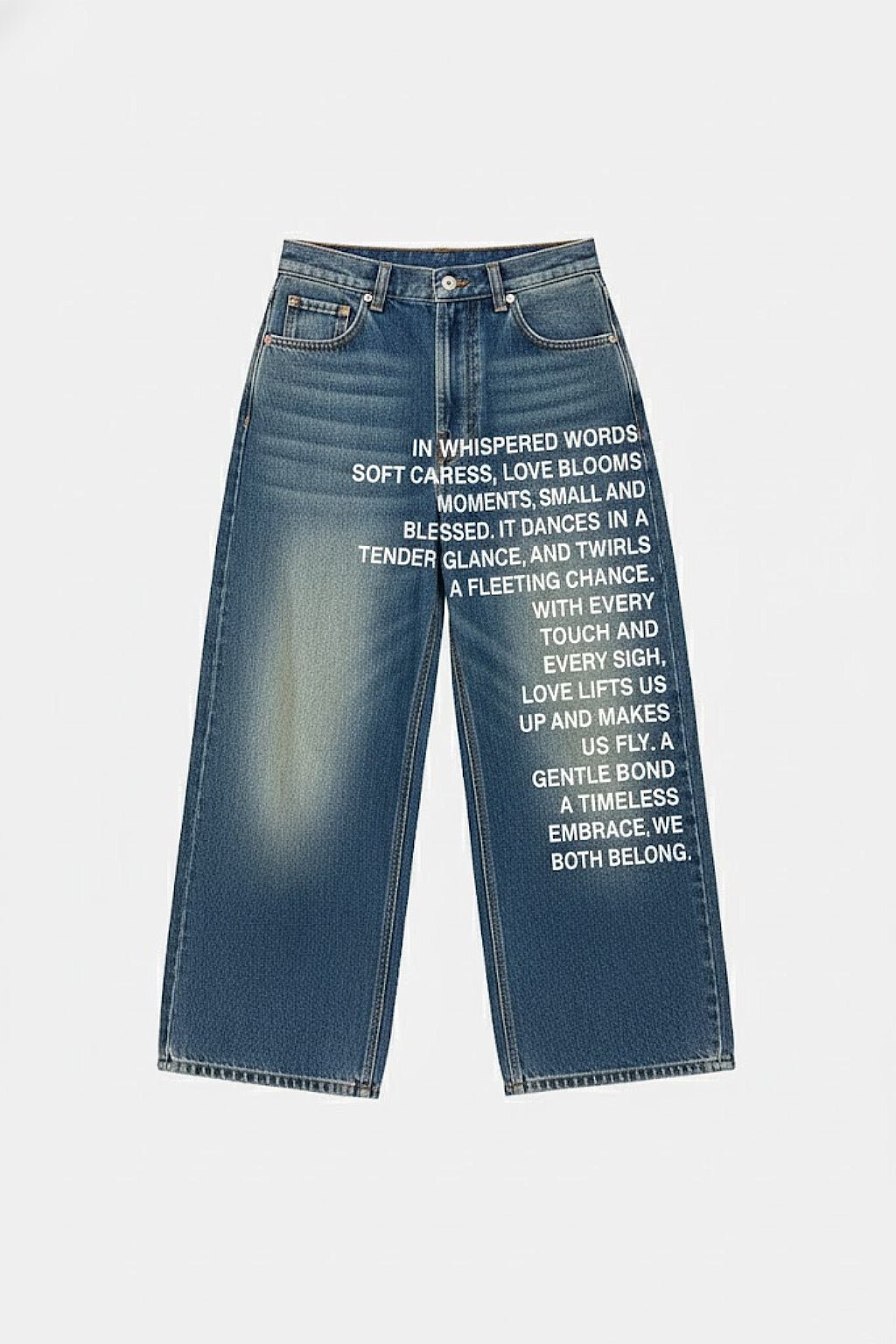 Jeans with front writing