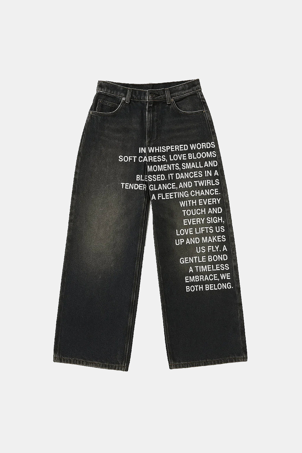 Jeans with front writing