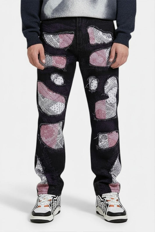 Bandana patchwork jeans