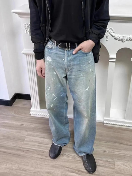 Blue barrel jeans
