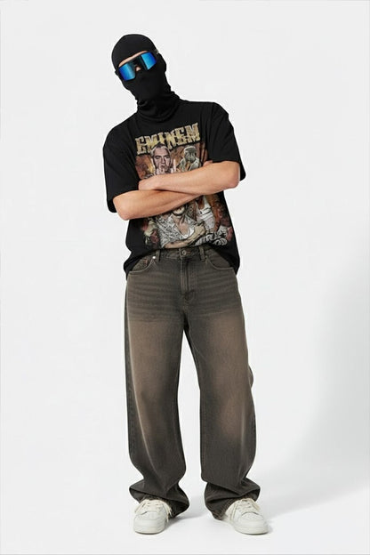 Brown barrel jeans