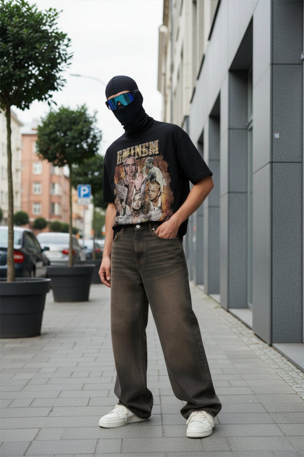 Brown barrel jeans