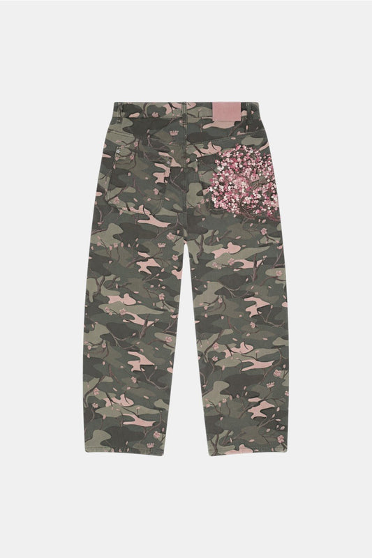 Embroidered camouflage jeans