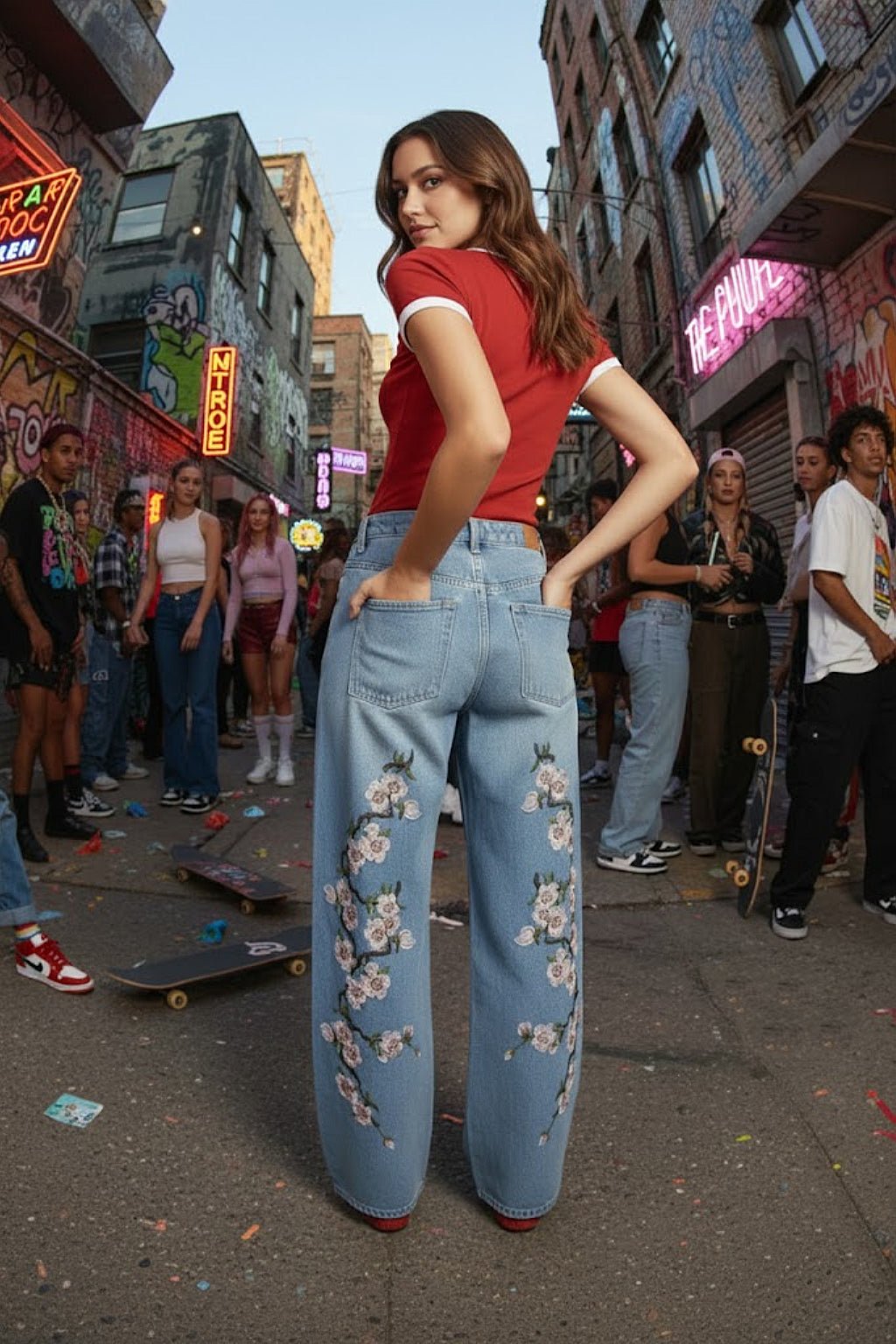 Cherry blossom jeans