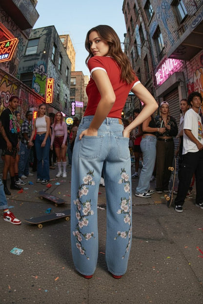Cherry blossom jeans