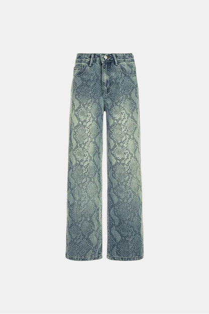 Snake print jeans