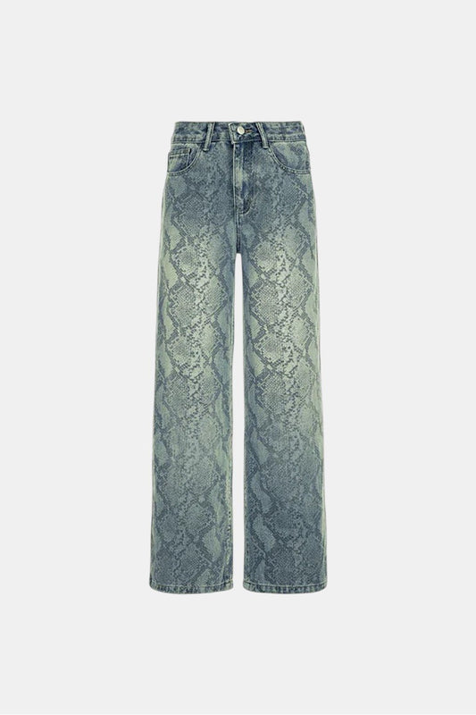 Snake print jeans