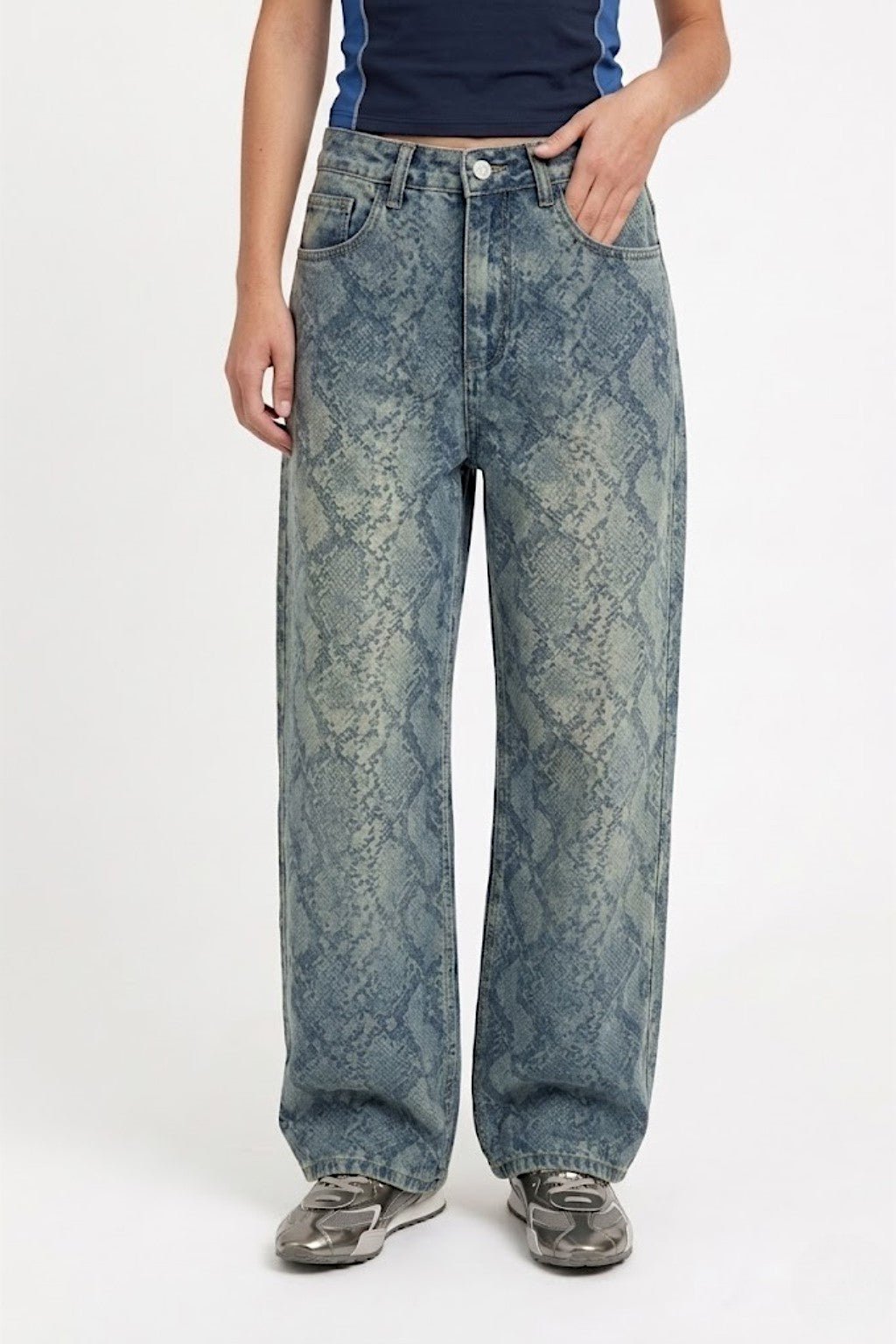Snake print jeans