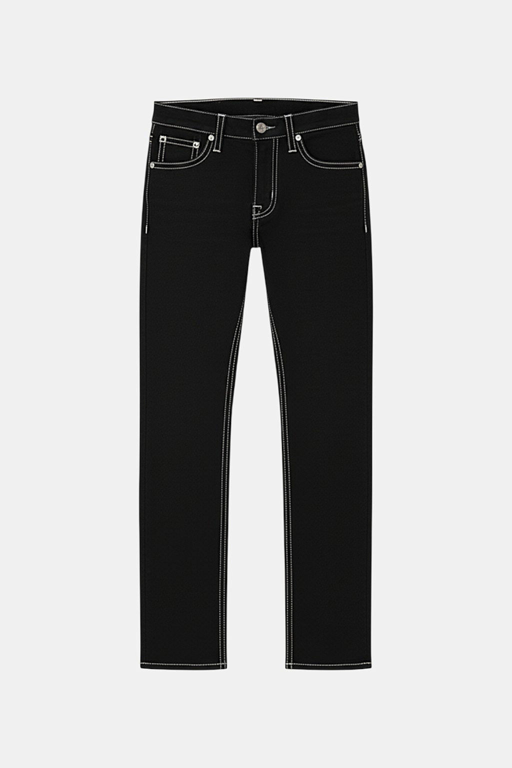 Black jeans with white stitching