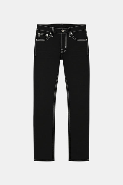 Black jeans with white stitching