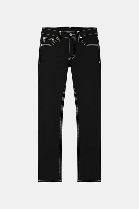Black jeans with white stitching