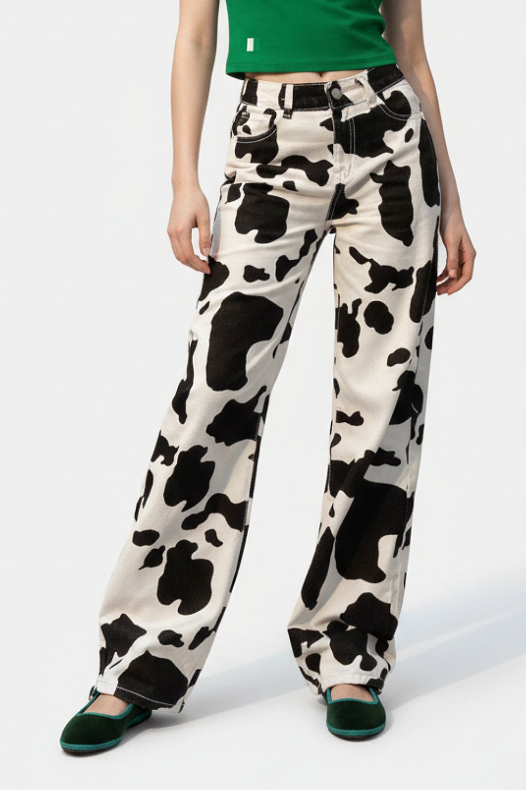 Cow print jeans