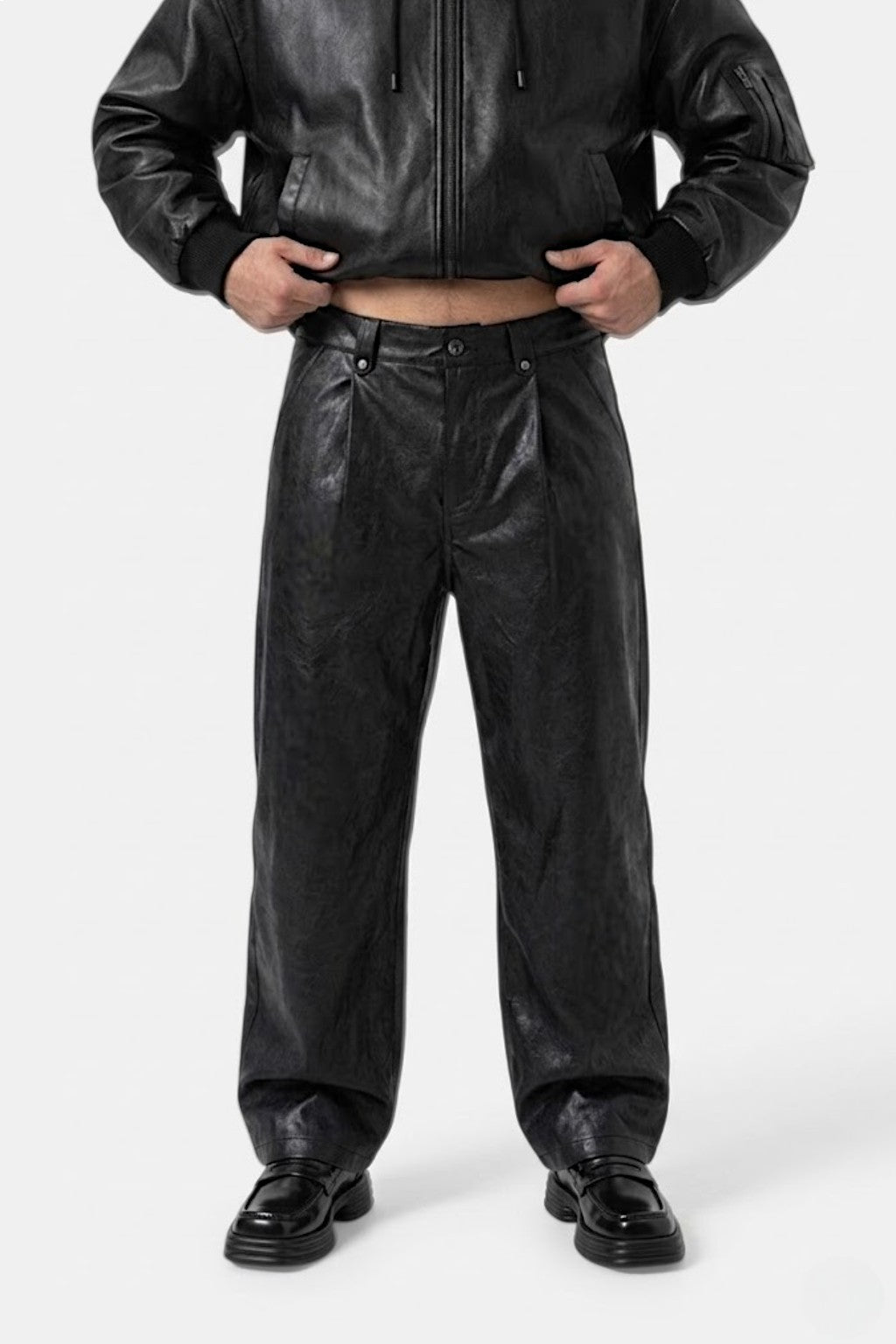 Leather baggy pants