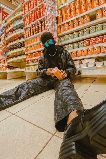 Leather baggy pants